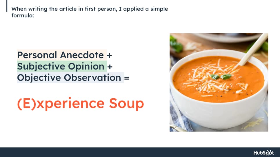 Experience Soup content formula.