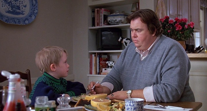 A man and a boy talk in Uncle Buck.