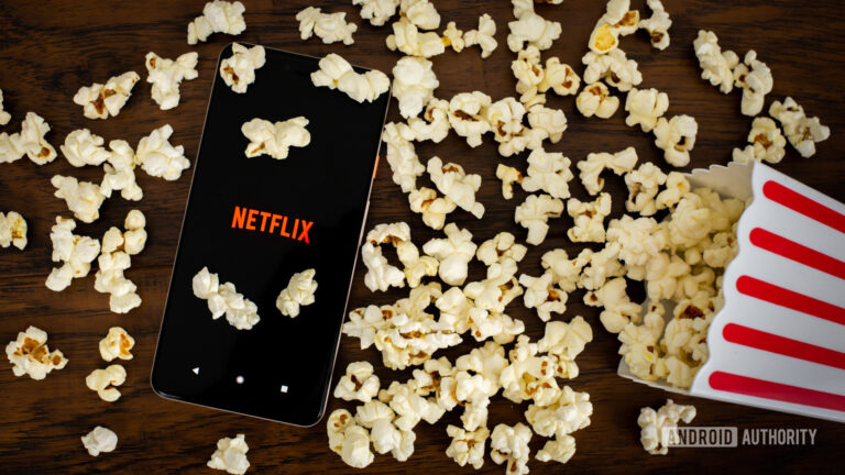 Netflix with popcorn stock photo 1