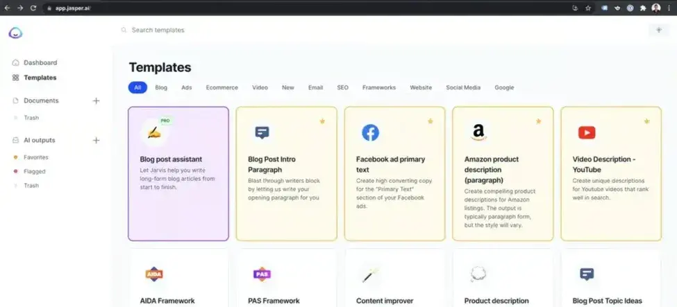 AI SEO Tools, AI content templates