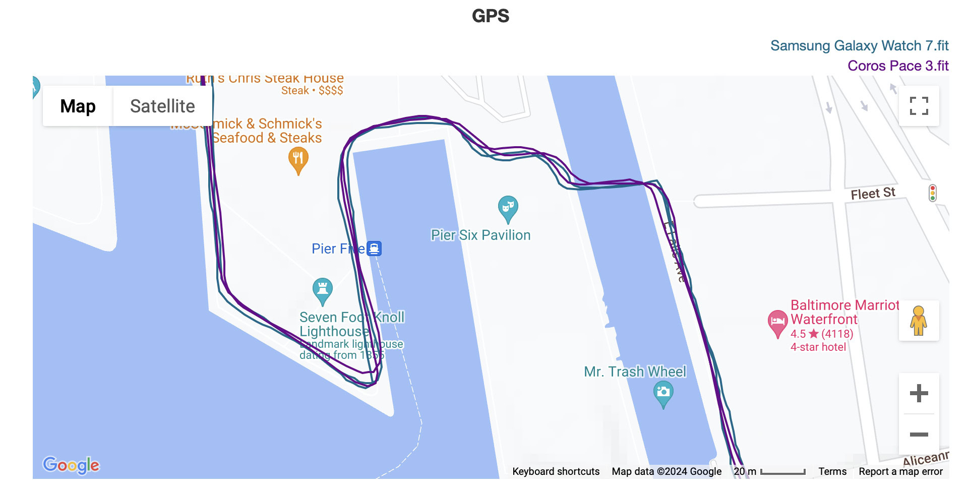 Galaxy Watch 7 vs Coros Pace 3 good map