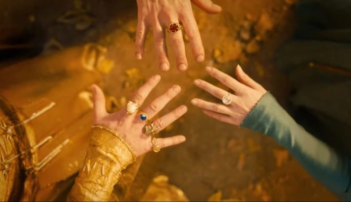 Three Elves wearing the Rings of Power in "The Lord of the Rings: The Rings of Power."