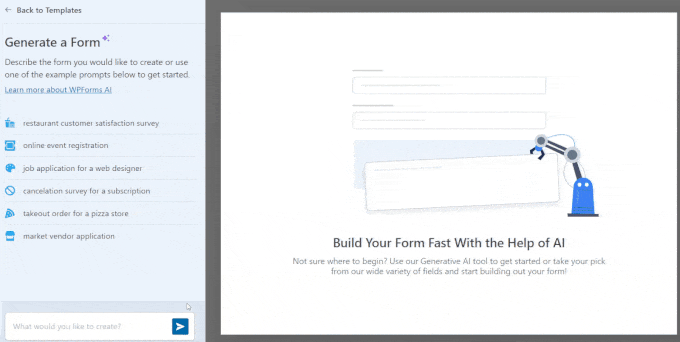 WPForms AI form builder