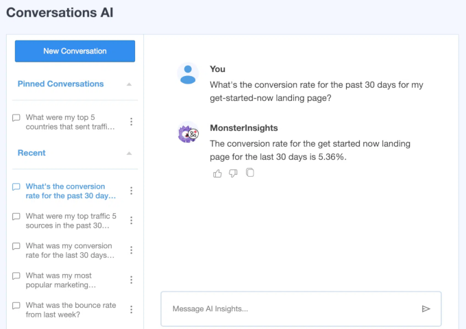 MonsterInsights conversational AI preview