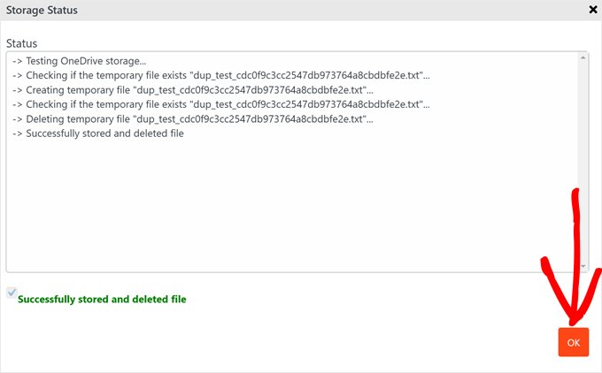 Successful testing of using a remote storage for Duplicator backups